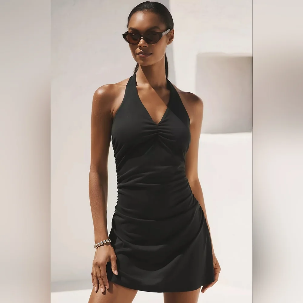 Anthropologie The Ariana Halter Mini Dress Black - Picture 4 of 4